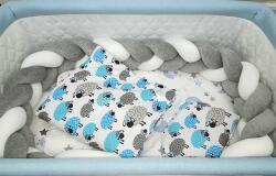 Plüss Kommandó Babaágynemű szett kék barikás mintával