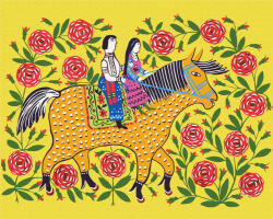 Brushme Set pictura pe numere, cu sasiu, Doi pe un cal, 50x60 cm (BS53655L) Carte de colorat