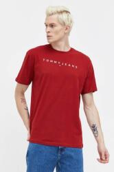Tommy Jeans pamut póló bordó, férfi, nyomott mintás - burgundia XXL
