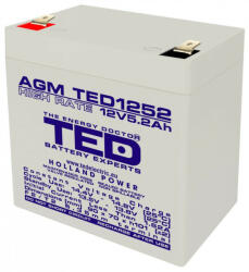 TED Electronic Acumulator AGM VRLA 12V 5, 2A High Rate 90mm x 70mm x h 98mm F2 TED Battery Expert Holland TED003287 (10) (A0057648)