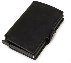 Vintage fekete pop-up mini pénztárca, kártyatartó 10×7 cm (PUV-0310-BLACK)