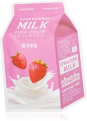 A’pieu One-Pack Milk Mask Strawberry mască textilă iluminatoare 21 g