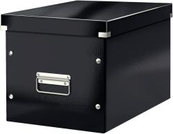 Leitz WOW Click & Store tároló doboz, laminált karton, részben újrahasznosított, összecsukható, fedéllel és fogantyúval, 32x31x36 cm, fekete (LZ61080095)