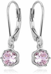  Beneto Bájos ezüst fülbevaló rózsaszín cirkónium kövekkel AGUC3340-P - mall