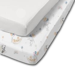 Kidizi Set 2 cearceafuri din bumbac cu elastic roata pentru patut 120x60 cm Kidizi White Sweet Dreams (5949551905264)