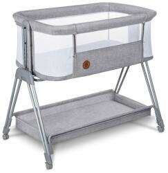 Lionelo - Patut co-sleeper Luna, 2 in 1, Cu laterala culisanta, Gri deschis (LO-LUNA_GREY_CONCRETE)