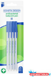 ICO Golyóstoll 0, 7mm, kupakos antibakteriális 4-es klt Ico Signetta, írásszín kék (37599) - nyomtassotthon