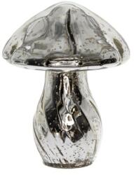  Dekoráció gomba, üveg, 18cm ezüst