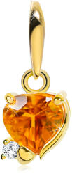 Ekszer Eshop Csillogó medál 14K sárga aranyból - szív alakú citrin sárga színben, átlátszó cirkónia