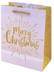 Creative Dísztasak CREATIVE Luxury M 18x23x10 cm karácsonyi arany mintás matt glitteres zsinórfüles (VD-A-NL-013) - robbitairodaszer