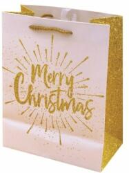 Creative Dísztasak CREATIVE Luxury XL 31x42x12 cm karácsonyi arany mintás matt glitteres zsinórfüles (VD-C-NL-018) - robbitairodaszer