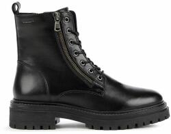 Geox bőr bakancs fekete, női, lapos talpú - fekete Női 41
