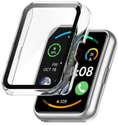 Huawei Watch Fit 2, Műanyag védőkeret, kijelzővédő üveggel, közepesen ütésálló, szíj nélkül, átlátszó - tok-shop