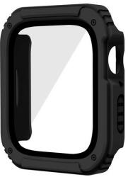 Apple Watch 1-3 (42 mm), Műanyag védőkeret, kijelzővédő üveggel, közepesen ütésálló, szíj nélkül, fekete - tok-shop