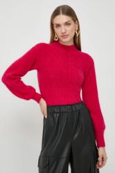 MARELLA gyapjú pulóver meleg, női, rózsaszín, félgarbó nyakú - rózsaszín XL