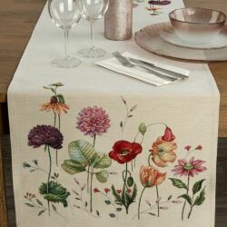 Eurofirany Mezei virágmintás gobelin asztali futó Krémszín 45x140 cm +/-5%