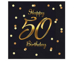 Happy Birthday 50 BandC Gold szalvéta 20 db-os 33x33 cm (MLG165258)