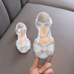 SuperBaby Pantofi argintii cu strasuri si perlute - Princess