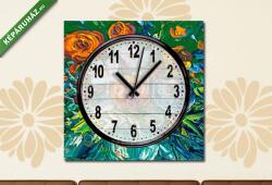 Vászonkép óra, Premium Kollekció: Absztrakt virágok vázában (olajfestmény reprodukció)(25x25 cm C01)
