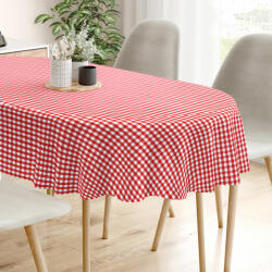 Goldea față de masă 100% bumbac kanafas - carouri mici roșii-albe - ovală 120 x 180 cm Fata de masa