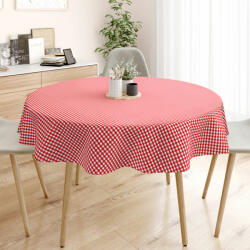 Goldea față de masă 100% bumbac kanafas - carouri mici roșii-albe - rotundă Ø 100 cm