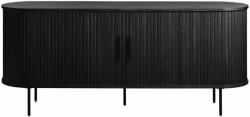 Unique Furniture Черен нисък скрин в дъбов декор с плъзгащи се врати 76x180 cm Nola - Unique Furniture (48284642)