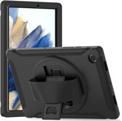 Gigapack Defender műanyag telefonvédő (közepesen ütésálló, kitámasztó, 360°-ban forgatható + kézpánt) FEKETE Samsung Galaxy Tab A8 10.5 WIFI (2021) SM-X200, Samsung Galaxy Tab A8 10.5 LTE (2021) (GP-114279)