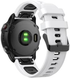 gigapack Pótszíj (egyedi méret, 22 mm, szilikon, állítható, fekete csat, QuickFit csatlakozás) FEHÉR / FEKETE Garmin Fenix 3, Garmin Fenix 7, Garmin Fenix 5, Garmin Fenix 6 Sapphire, Garmin Fenix 6 Sol (GP-149