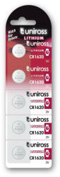 Uniross CR1620 3V lítium gombelem 5db/csomag (U5CR1620)
