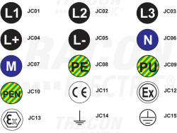 TRACON JC15 Jelölőcimke (öntapadós, védőcsatlakozó jel) 30 db/A5 (JC15)