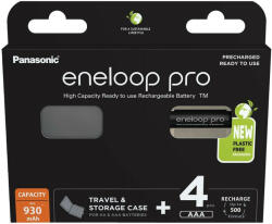 Panasonic BK4HCDEC4BE eneloop pro BK-4HCDEC4BE AAA/mikro 930mAh Ni-MH akkumulátor 4db/csomag + akkubox (BK4HCDEC4BE)