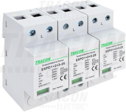 TRACON ESPD1+2+3-25-3P ESPD1+2+3-25-3P T1+T2+T3 AC típusú túlfeszültség levezető, egybeépített (ESPD1-2-3-25-3P)