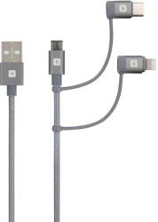 SKROSS Steel Line USB kábel, töltő, szinkron (microUSB, USB-C, lightning) 1, 2m (3IN1CABLE-120-STEEL)
