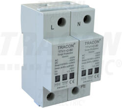 TRACON TTV1+2-80-2P AC/DC túlfeszültség levezető, 1+2-es típus, egybeépített (TTV1plus2-80-2P)