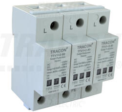 TRACON TTV1+2-80-3P AC/DC túlfeszültség levezető, 1+2-es típus, egybeépített (TTV1plus2-80-3P)