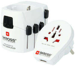SKROSS PROWORLDUSB SKROSS PRO WORLD és USB a legbiztonságosabb világutazó házati csatlakozó átalakító, World to Eu, USB 2*A (PROWORLDUSB)