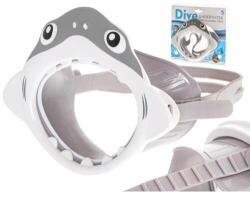 Kik Masca de scufundari, Pentru copii, Tip rechin, Silicon, Plastic, Alb, Gri, Negru (KX5570)