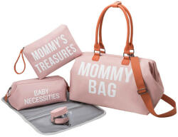  MOMMY BAG - 5 részes pelenkázó kismama táska szett - Rózsaszín