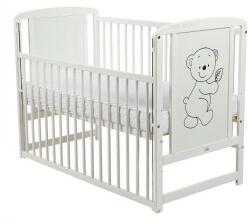 BabyNeeds Patut din lemn cu laterala culisanta BabyNeeds Timmi 120x60cm White + Saltea 12cm (BOTIM12CM03AL)