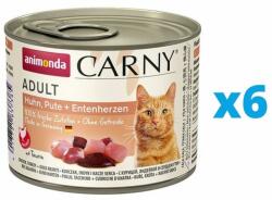 Animonda Carny Adult Hrana umeda pisici, cu inimi de pui, curcan si rata 6 x 200 g