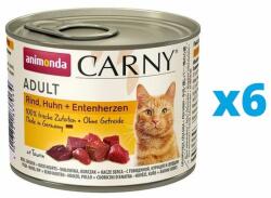 Animonda Carny Adult Hrana umeda pentru pisica, cu inima de vita, pui si rata 6 x 200 g