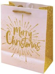 Creative Dísztasak CREATIVE Luxury XL 31x42x12 cm karácsonyi arany mintás matt glitteres zsinórfüles