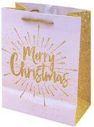Creative Dísztasak CREATIVE Luxury M 18x23x10 cm karácsonyi arany mintás matt glitteres zsinórfüles