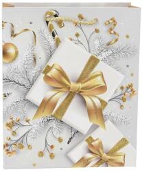 Creative Dísztasak CREATIVE Simple S 23, 5x19, 5x8 cm karácsonyi arany mintás glitteres szalagfüles