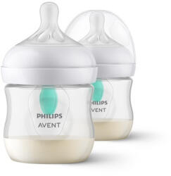 Philips Set 2 biberoane, Philips Avent, Natural Response, Cu supapa AirFree, 0 luni+, 125 ml, Fara BPA, Anticolici, Alb (SCY670/02)