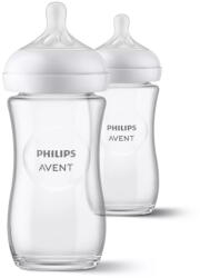 Philips Biberon anticolici, Philips Avent, Din sticla, Natural Response, 240 ml, 1 luni+, 2 bucati, Alb (SCY933/02)