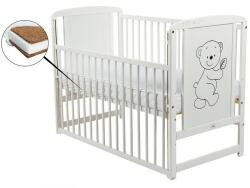 BabyNeeds Timmi gyerekágy, fa, 120x60 cm, toló oldallal, matrac 12 cm, fehér (BOTIM12CM03AL)