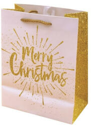 Dísztasak CREATIVE Luxury XL 31x42x12 cm karácsonyi arany mintás matt glitteres zsinórfüles