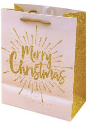 Dísztasak CREATIVE Luxury L 26x32x12 cm karácsonyi arany mintás matt glitteres zsinórfüles