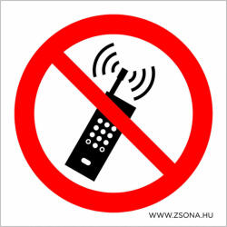  Rádiótelefon használata tilos! Öntapadós matrica 100x100 mm (ZSTM-16A)